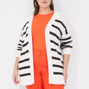 Striped Open-Front Cardigan